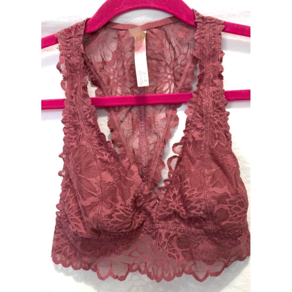 Pink By Victoria's Secret Small Mauve Color All Over Racerback Lace Bralette